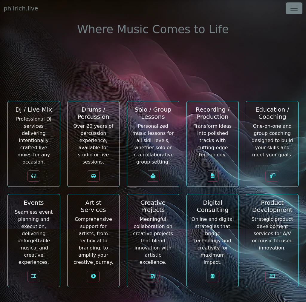 Website for a music company